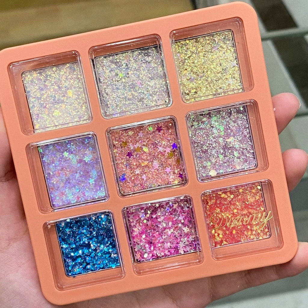 Dai Yingmei 9 Màu Sequin Gel Không Keo Màu Xanh Sequin Hiển Thị Lấp Lánh Trang Điểm Phấn Mắt Sequin 