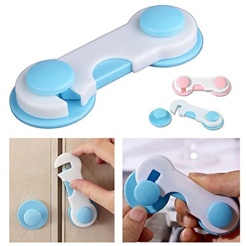 10PC - Khóa cửa an toàn cho trẻ em dính cho tủ, tủ lạnh, tủ lạnh, ngăn kéo & Thêm (Hồng)