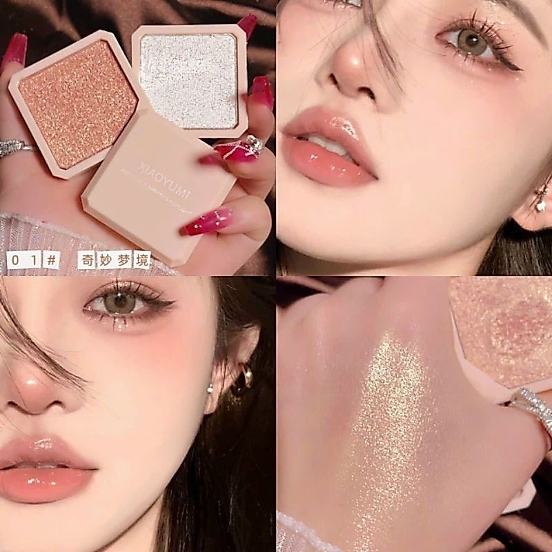 Phấn nhũ sáng highlight và má hồng 2 tầng