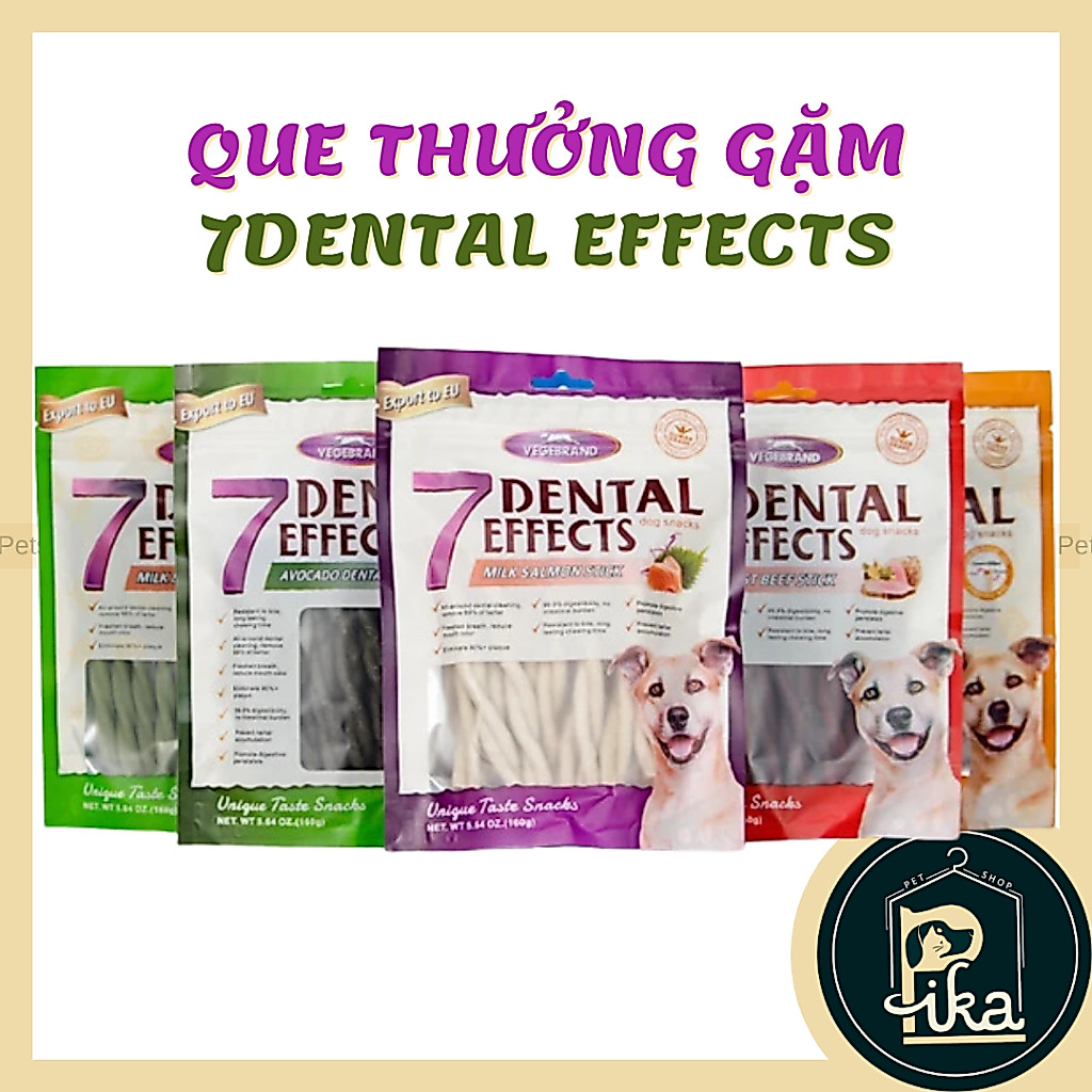 Xương xoắn 7 DENTAL EFFECT gặm sạch răng dành cho chó gói 160gr, 100gr - Pika Petshop