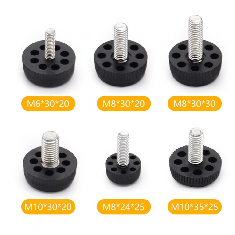 [DOLLDOLL-VN]10pcs Height Adjustable Table Feet Pads Black Plastic M6/M8/M10 Thread Screw