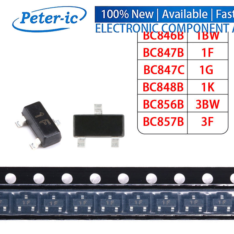 (60 Cái / 6 Loại) Bộ Transistor NPN SOT23 BC846B 1BW BC847B 1F BC847C 1G BC884B 1K BC856B 3