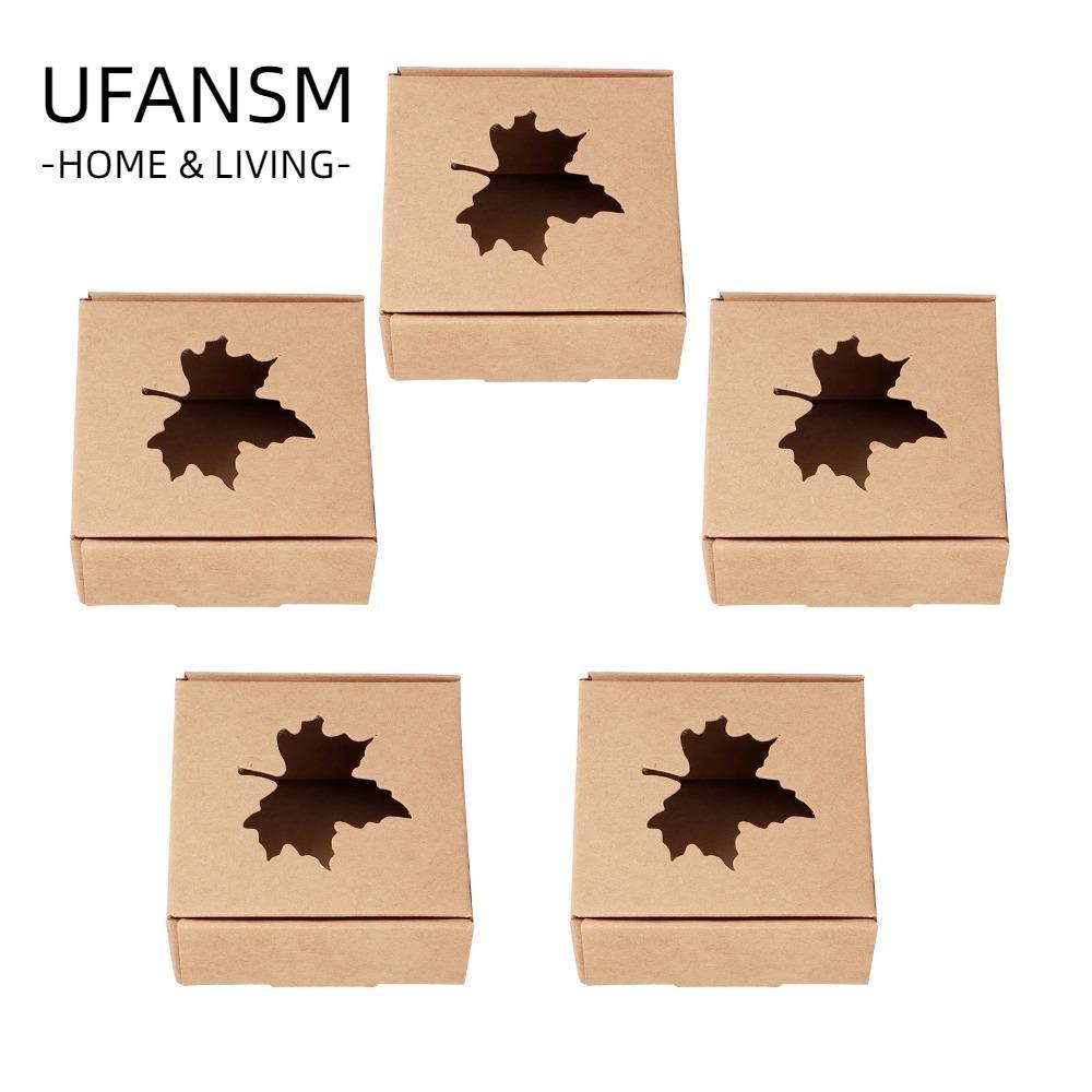 UFASM 50 Chiếc Hộp Đóng Gói Giấy Kraft, Thiết Kế Cắt Lá Phong Hộp Quà Tặng Giấy Kraft Nâu, Bảng Giấy