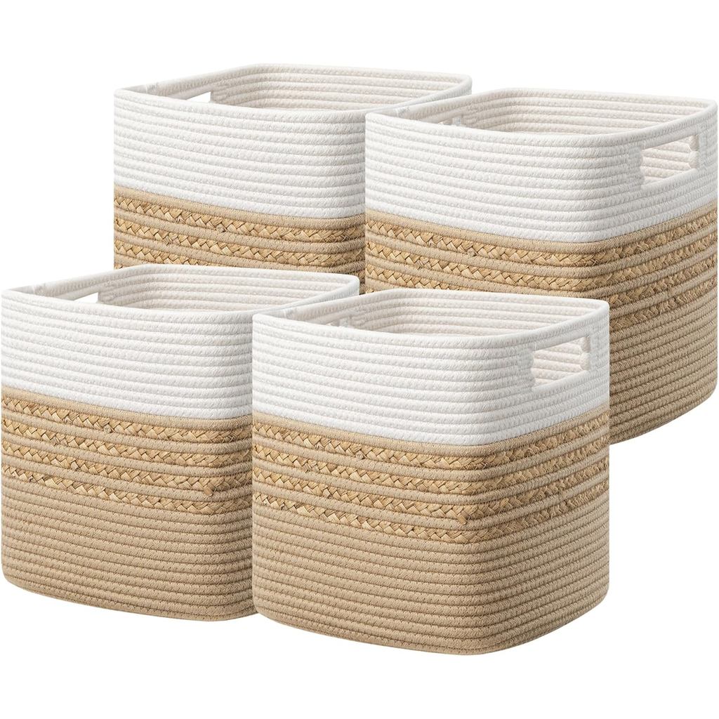 Bộ 4 khối lưu trữ UBBCARE 11 X 10.5 X 10.5 in, Thùng lưu trữ nước Hyacinth cho kệ, đồ chơi, sách, gi