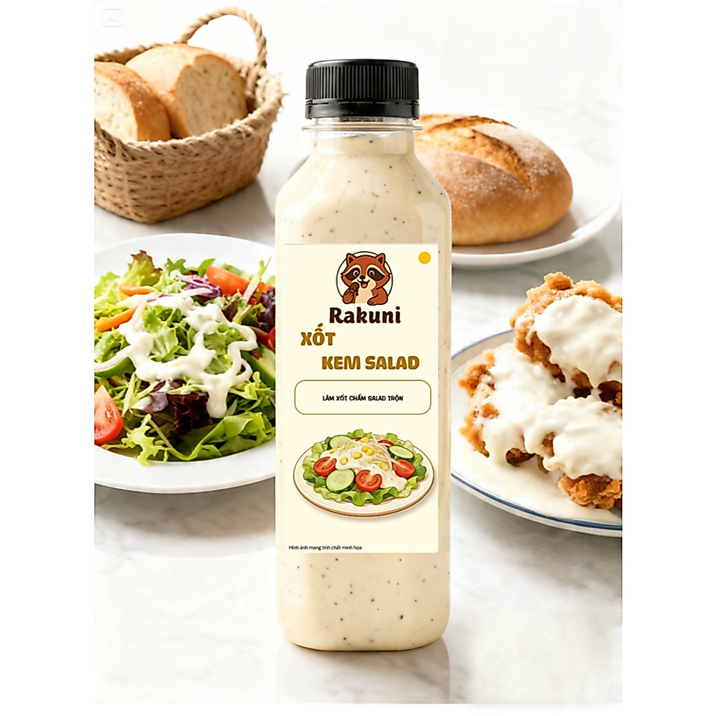 Xốt Kem Salad Rakuni Foods 500g - Trộn salad tartar, caesar, kem chua, tacos