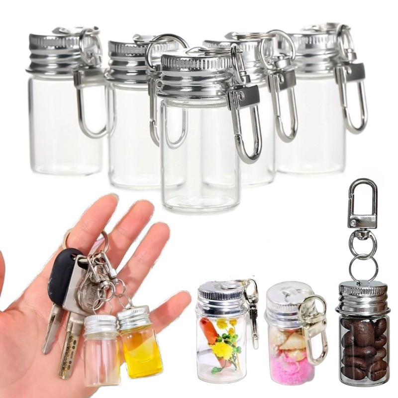 Mini Chúc Chai Móc Khóa Thủy Tinh Rỗng Mẫu Lọ Đồ Trang Trí DIY Tốt Nghiệp Tiệc Cưới Trang Trí Trong Suốt Chai Trang Trí Quà Tặng