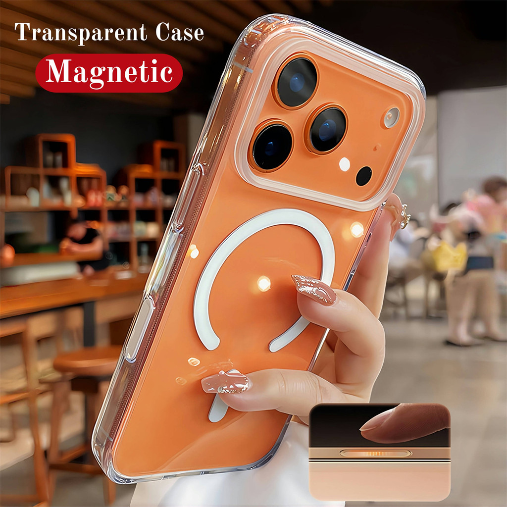 Ốp điện thoại từ tính trong suốt mới cho iPhone 17 16 Pro Max 17pro 16Pro HD Vỏ cứng PC chống sốc trong suốt