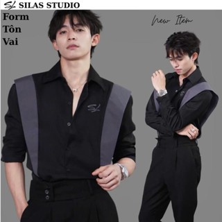  Áo Sơ mi SILAS Hurrican Ver2 Phối Tà Tôn Vai Họa Tiết Thêu SL Nam Tay Dài Cotton Form Đứng Fit Body - ASL18 