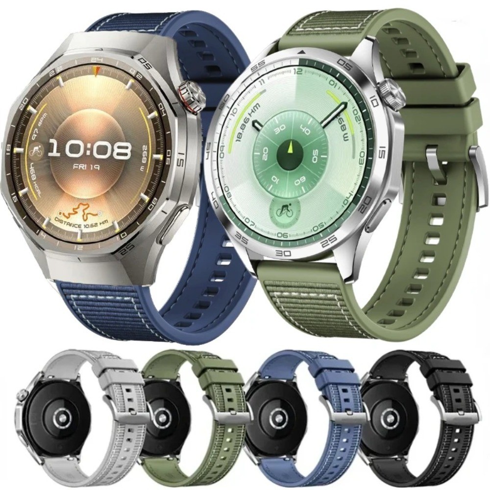 Dây đeo silicon + dệt cho Huawei Watch GT6 46mm 41mm GT5 GT4 Dây đeo vòng tay bện Nylon Huawei Watch