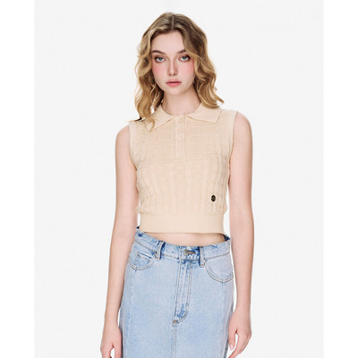 GIGI - Áo dệt kim nữ cổ bẻ phom croptop_G1305K251750-06