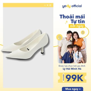 Giày cao gót YODY mũi nhọn hack dáng, cao 5cm, da PU, đệm êm chân GIN7040