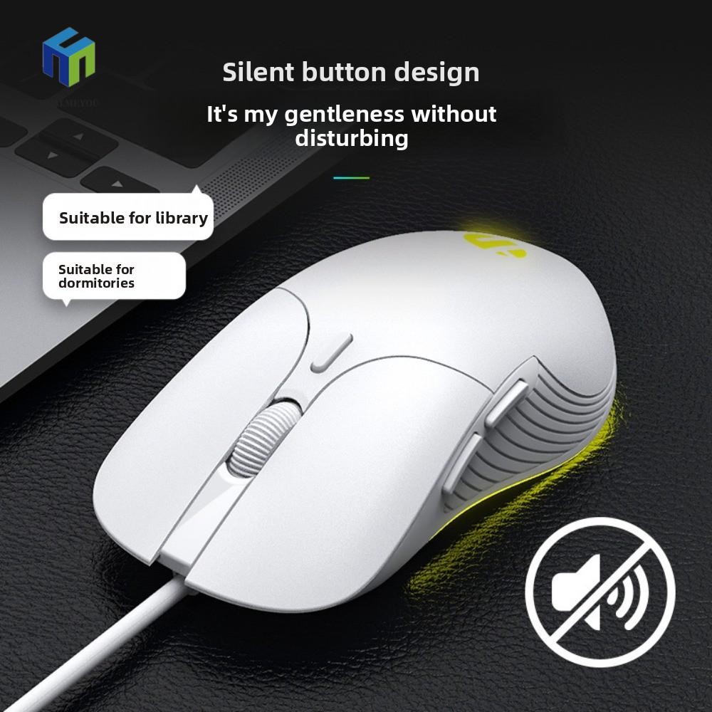 Chuột USB HEALMEYOU, Chuột Có Dây Công Thái Học Chiếu Sáng, Di Động 6 Phím Im Lặng Nút 8800DPI Chuột