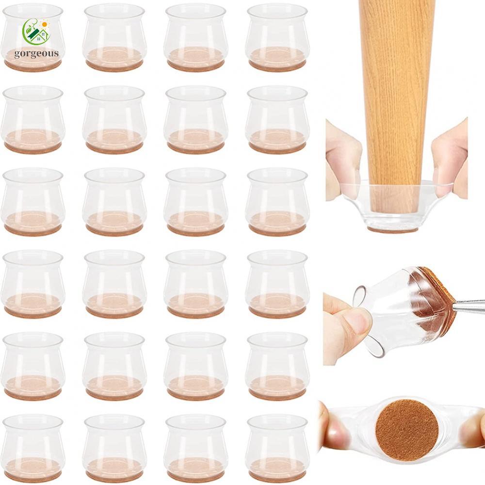 [FUXIN]Upgraded Version Chair Leg Floor Protectors Transparent Silicone (24 Pack)