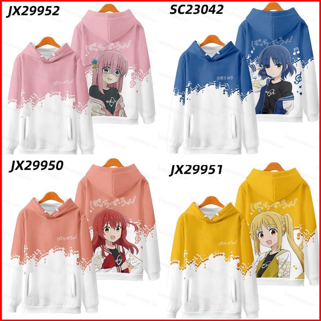 BS1 Bocchi The Rock Áo Khoác Anime Dài Tay Top Unisex Cosplay 3D Áo Chui Đầu Thời Trang Gotou Hitori