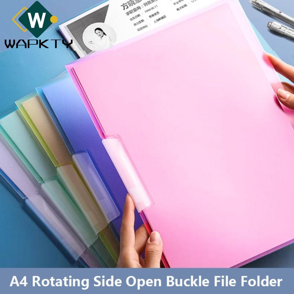 WAPKTY A4 Clipboard, Loose Leaf Xoay Side Open Buckle File Folder, PP Loose Leaf File Binder Busines