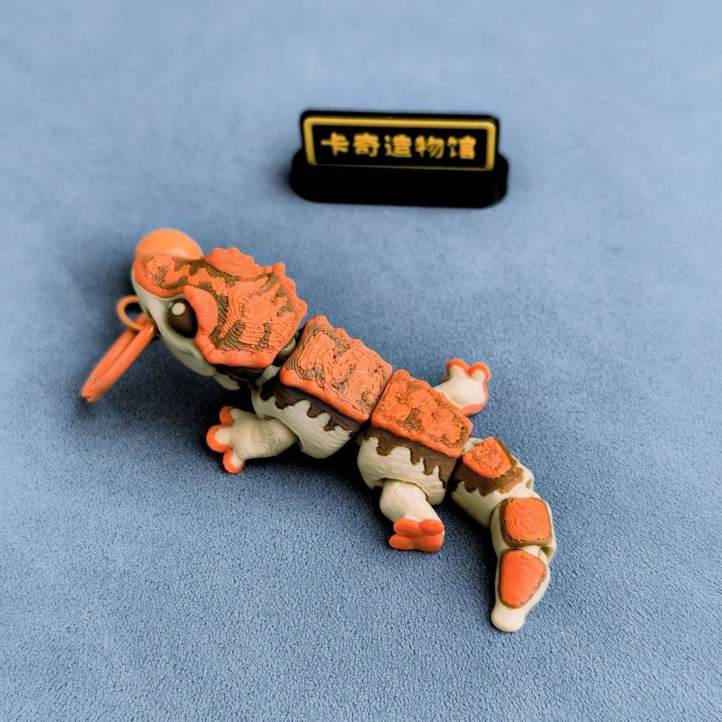 TQ~3d Printed eyelash gecko, crown-tailed gecko keychain, realistic jointed movable toy animal model