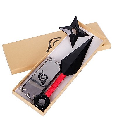 Mô Hình Kunai màu Đỏ Naruto Dài Băng Trán Làng Lá Shuriken Đồ Chơi Mô Hình Kunai 27cm
