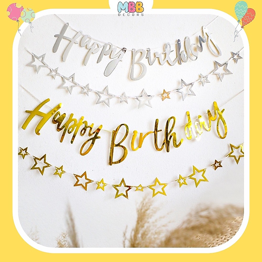 [TPHCM] Dây Chữ HAPPY BIRTHDAY Ép Kim Phản Quang, Trang Trí Sinh Nhật Tiệc Tùng