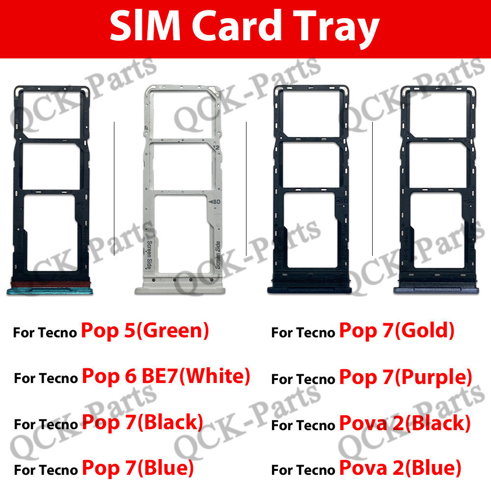 Khay đựng thẻ SIM Khe cắm Bộ chuyển đổi đầu đọc cho Tecno Pop Pova Neo 5 6 7 2 3 4 Pro BE7 BE8