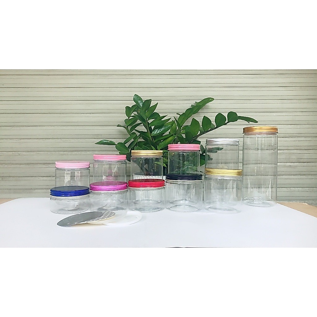 COMBO 10 HŨ PET ĐƯỜNG KÍNH 89MM NẮP NHÔM HỒNG ĐẬM/NHÔM VÀNG CHANH/NHÔM BẠC KÈM SEAL DÁN HOẶC LÓT