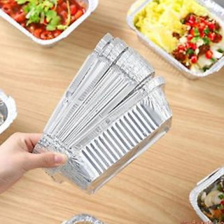 Set 50 Khay giấy bạc hình chữ nhật nhiều size - Khay bạc hình chữ nhật nướng bánh nồi chiên không dầu
