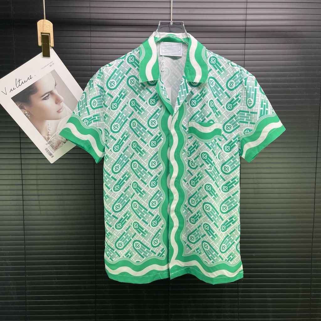 A3BX Casablanca sa New Summer Men's Short-Sleeve Shirt3d Digitally Printed Hawaiian Floral Shirt Car