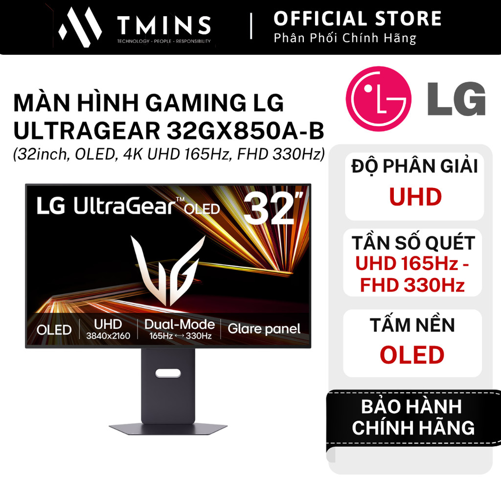 Màn hình gaming LG UltraGear 32GX850A-B (32inch, OLED, 4K UHD 165Hz, FHD 330Hz) - Chính Hãng