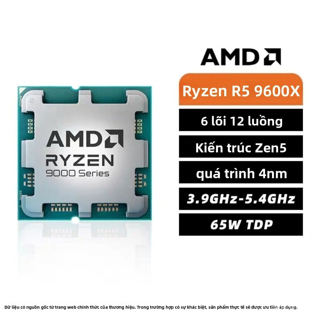 CPU AMD Ryzen 5 9600X 6 nhân 12 luồng mạnh mẽ cho PC Gaming văn phòng Socket AM5 mới nhất
