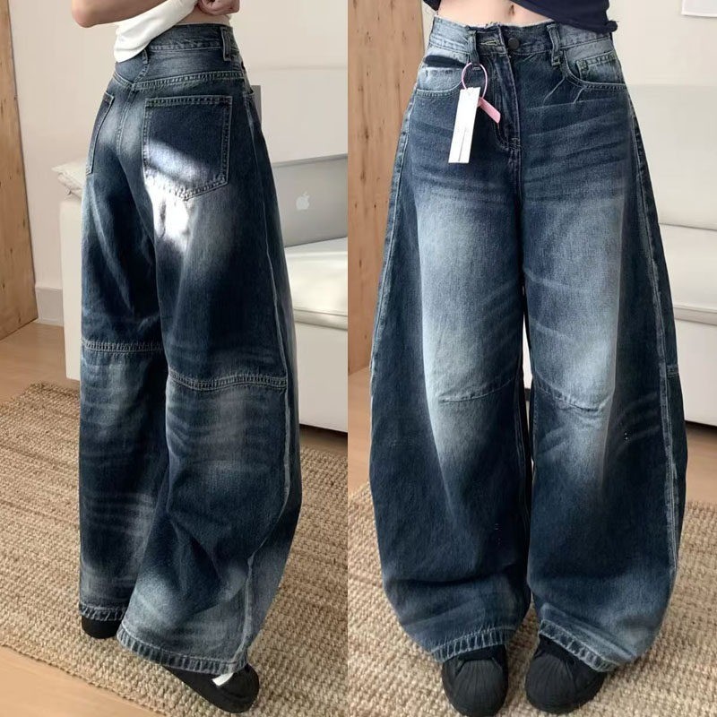 women's jeans vintage machete washed wide-leg new arrival american style loose slimming and straight
