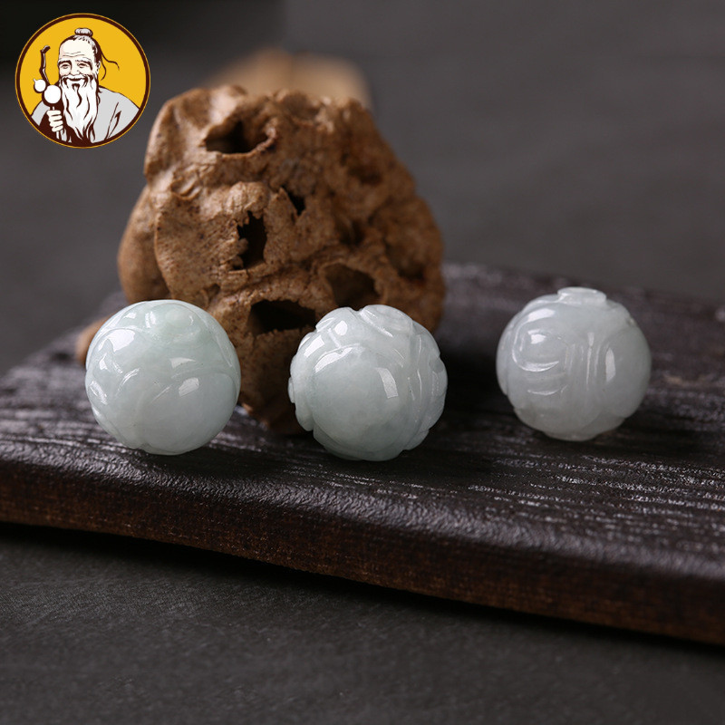 ((Giá 1 Cái) Hàng Hóa Tự Nhiên Jadeite Waxy Loài Họa Tiết Tiền Hạt Tròn Khoảng 13mm Vòng Tay DIY Phụ Kiện