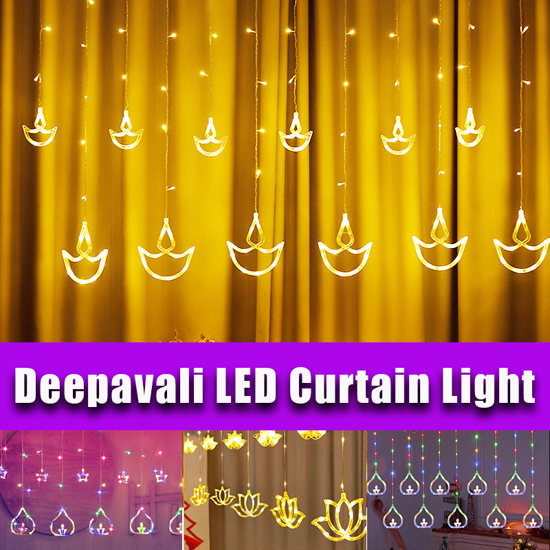 [Kết nối hỗ trợ] Đèn rèm LED Deepavali mới Đèn trang trí Diwali Đèn cổ tích LED Deepavali Lampu Rèm 