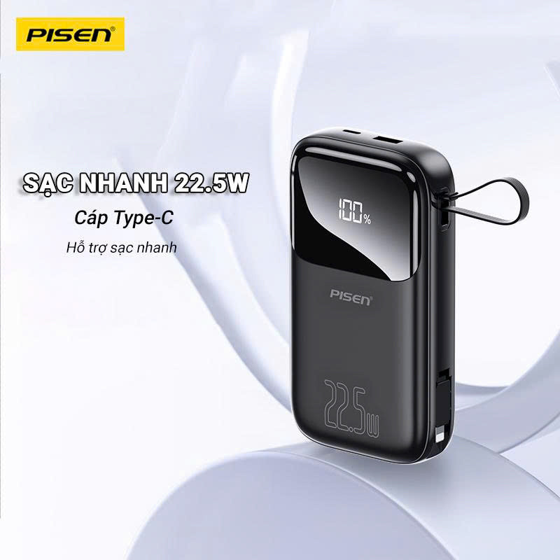 Sạc dự phòng Pisen TS D339 Quick High Power Link 20000mAh  22.5W (Only C) - Hạt đậu năng lượng