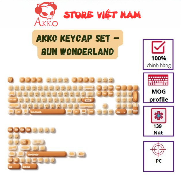 AKKO Keycap set –Bun Wonderland (PBT Dye-subbed / MOG profile / 139 nút)