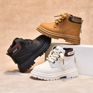 Thời Trang Trẻ Em Booties Ngắn Màu Trơn Chống Thấm Nước Da Pu Tập Đi Bé Trai Bé Gái Giày Bốt Martin Phong Cách Anh Quốc