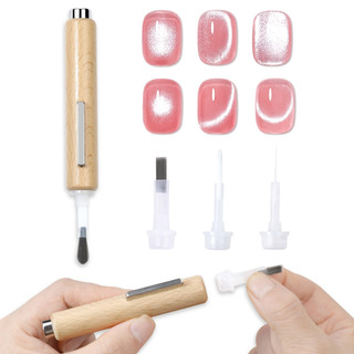 3In1 Mạnh Mẽ Mắt Mèo Nam Châm Thay Thế Bàn Chải Đa Năng Từ Tính Dính Cho UV / LED Gel Móng Tay Nghệ Thuật Thiết Kế Dụng Cụ Làm Móng Tay Đóng Hộp