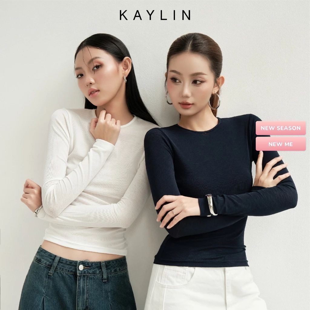 Áo thun KAYLIN tay dài form Basic chất vải thun giấy mềm mỏng nhẹ thoáng mát phong cách BST Thu Đông 2025 - N2305