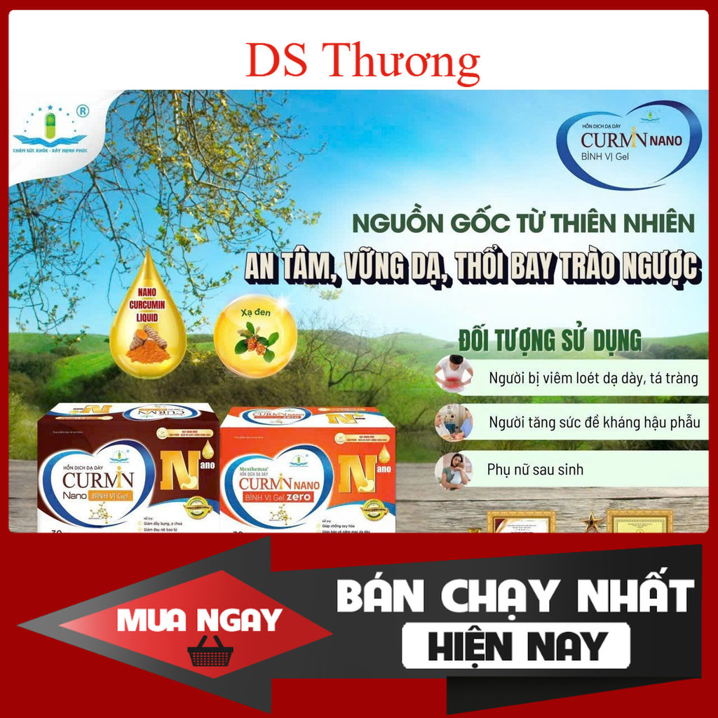 COMBO 02 HỘP Hỗn dịch dạ dày CURMIN NANO BÌNH VỊ GEL  hộp 30 gói