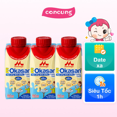 Sữa nước bầu Morinaga hương vani 190ml (lốc 3 hộp)- Con Cưng