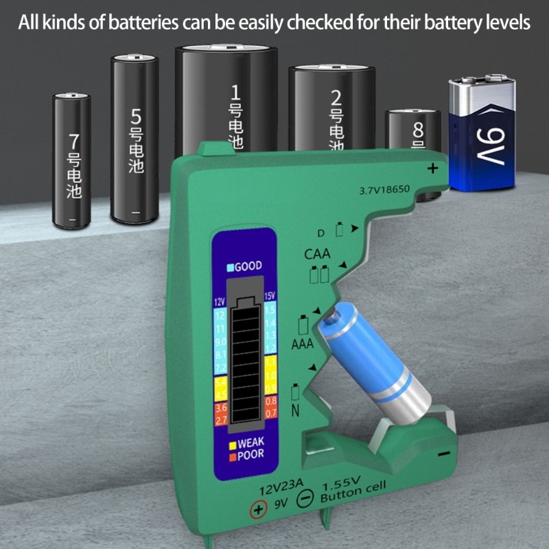 Jenniferad Nút Cell Checker Test Checker Checker nhỏ Volts Checker Màn hình LCD Kiểm tra cho các loạ