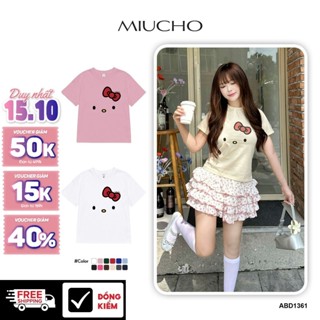 Áo thun baby tee mặt mèo đáng yêu ABD1361 Miucho cổ tròn form rộng in mix