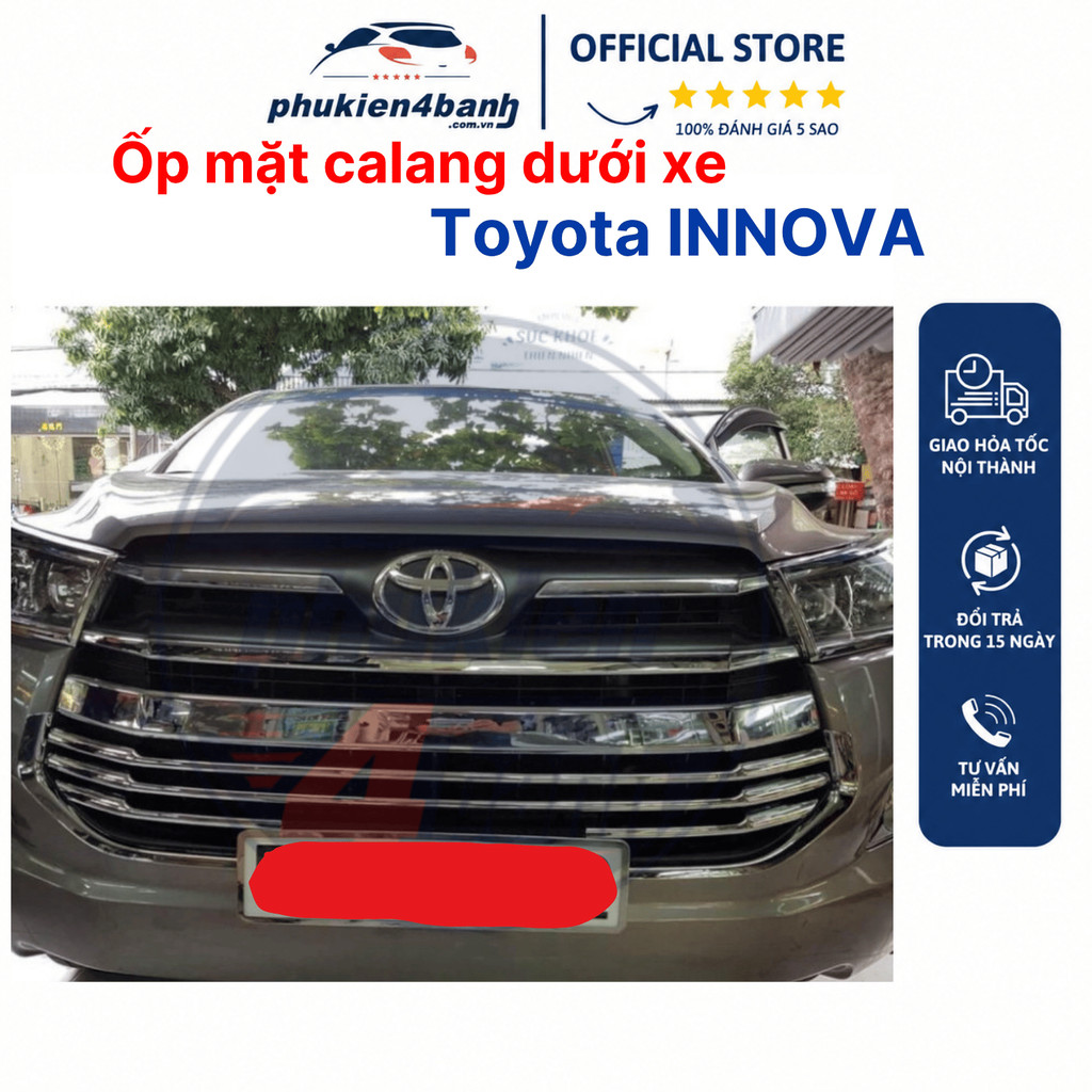 Ốp mặt ca lăng Toyota Innova 2017-2022, Ốp trang trí mặt ca lăng Innova 2017-2022, mạ crom cao cấp