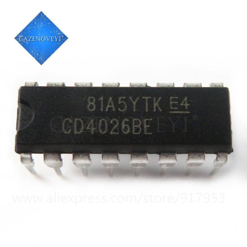10 Mảnh CD4026 CD4026BE 4026 IC CMOS Bộ đếm thập kỷ / Bộ chia chip DIP-16