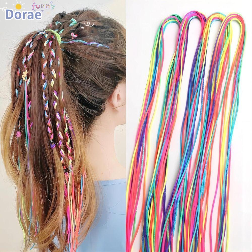 DORAESE 16 / 24 / 32 Dây buộc tóc đầy màu sắc, Dây buộc tóc bện cầu vồng, Dây buộc tóc màu Gradient 