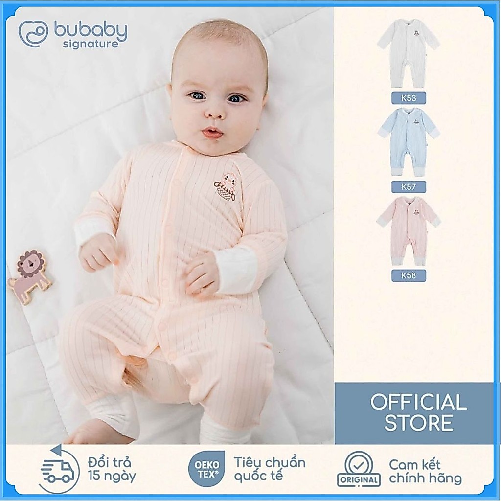 (NB-3M) Body dài tay cài giữa Mềm Mát Bao tay chân Lật  Bubaby Molist BMD210200 | Quần áo chính hãng