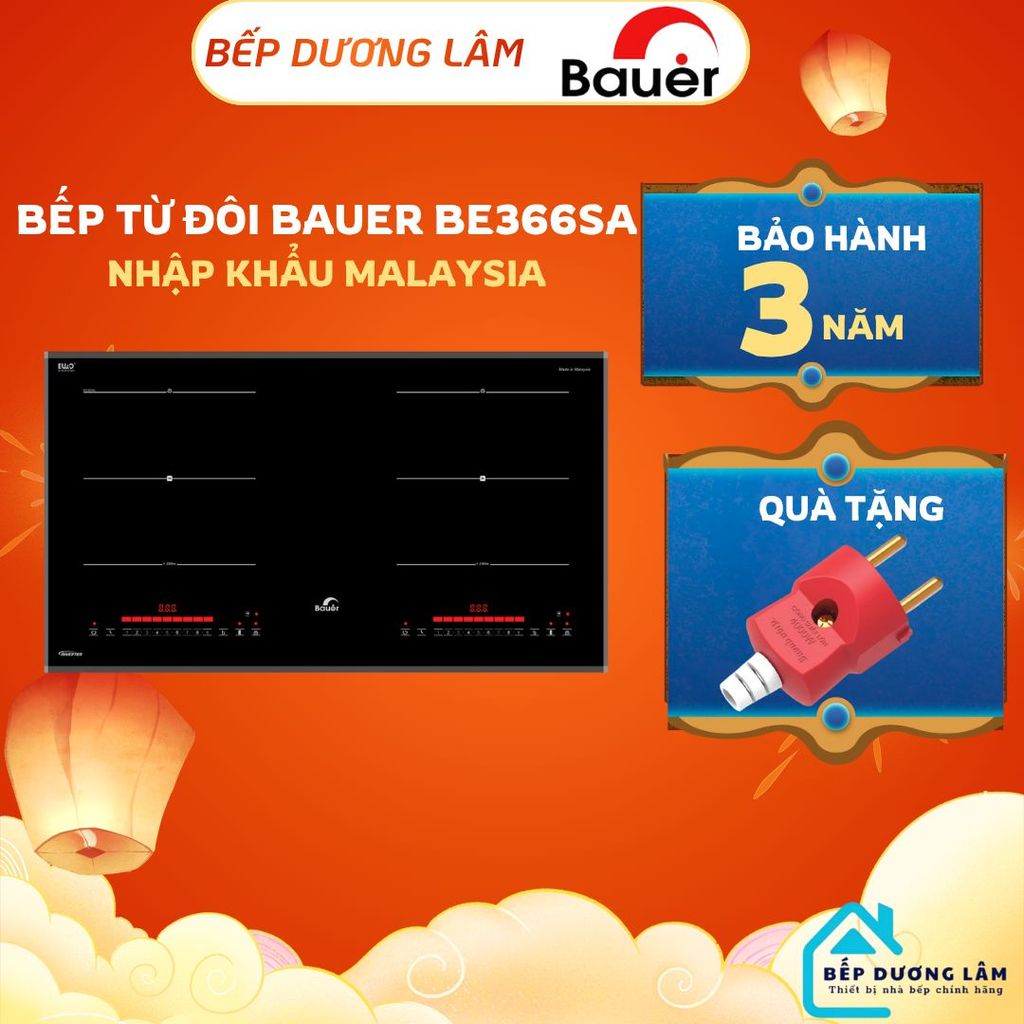 Bếp từ đôi Bauer BE 366SA  Bếp điện từ âm Inverter tiết kiệm điện Nhập khẩu nguyên chiếc Malaysia|Ca