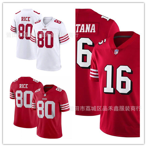 Giao hàng trong ngày San Francisco 49ers San Francisco 49ers Nam 80-Jerry Rice Rugby Jersey