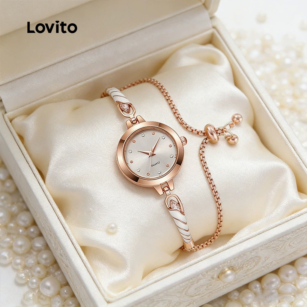 (New Arrival) Lovito  Đồng hồ thạch anh thanh lịch mặt đính đá flash QWFB123FX004 | BigBuy360 - bigbuy360.vn