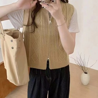 SUXI Áo Vest nữ cổ điển đơn giản màu trơn mùa thu mới 250828