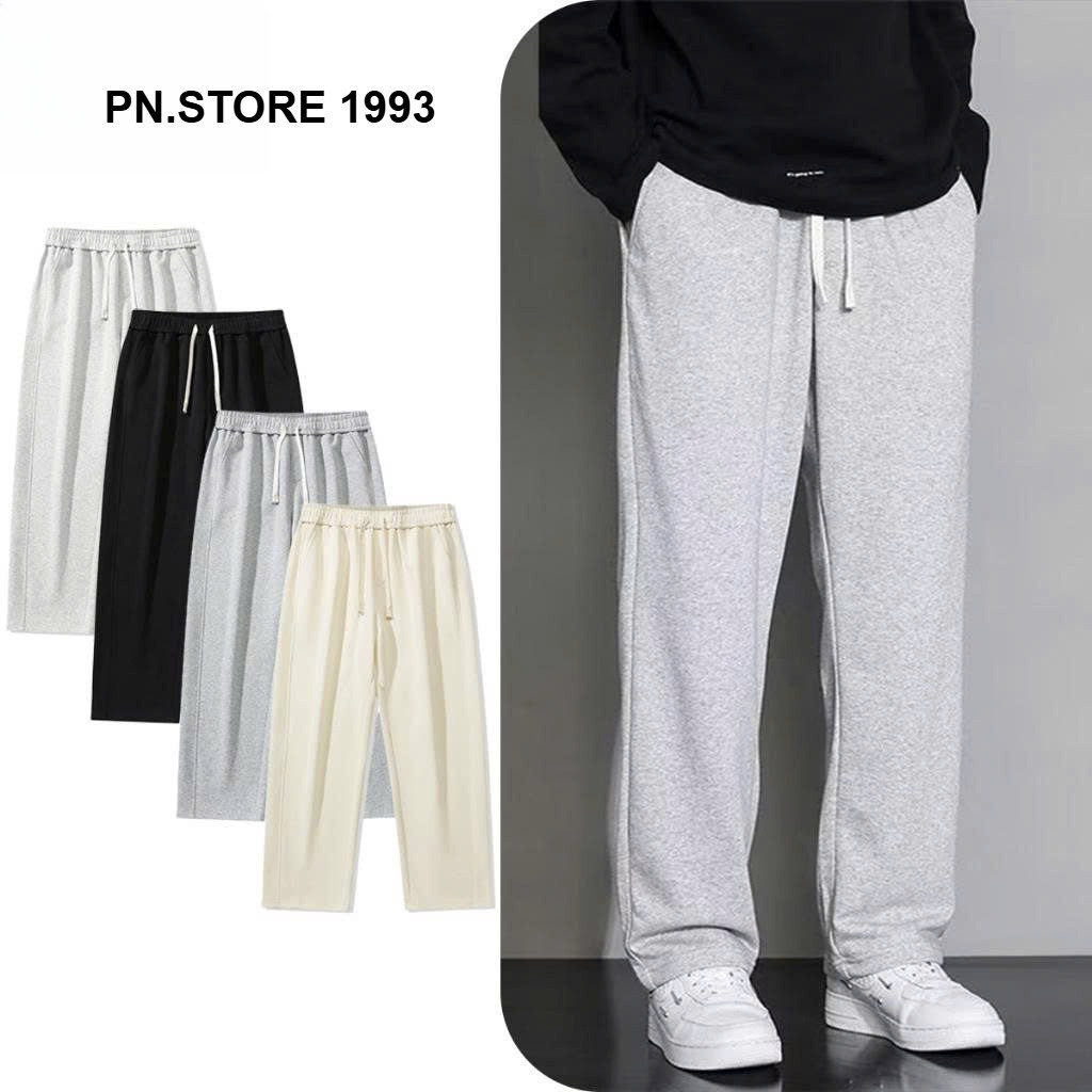 Quẩn dài nỉ tăm PN STORE1993 nam nữ cạp chun form suông ống rộng kiểu dáng basic
