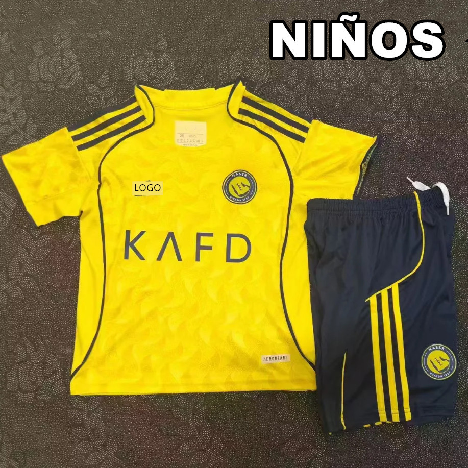 Áo thun CR7 2025-2026 cho đội sân khách Al-Nassr, áo bóng đá trẻ em chất lượng cao